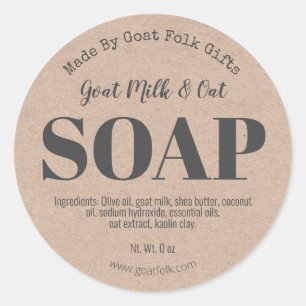 Étiquettes de savon de lait de chèvre Kraft