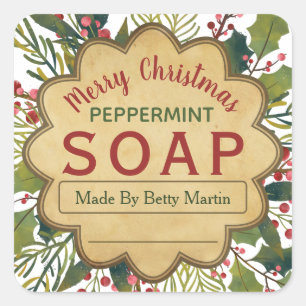 Étiquettes de savon de Noël Mistletoe Holly