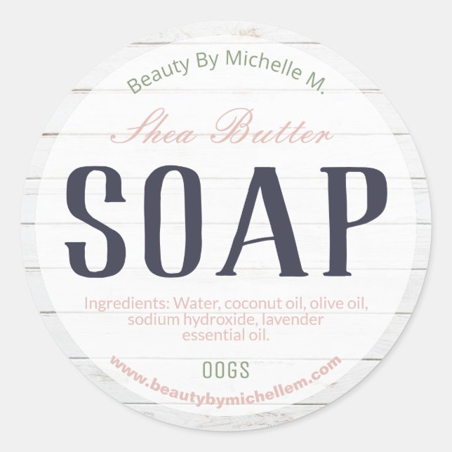 Étiquettes de savon en bois blanc au beurre de kar (Devant)