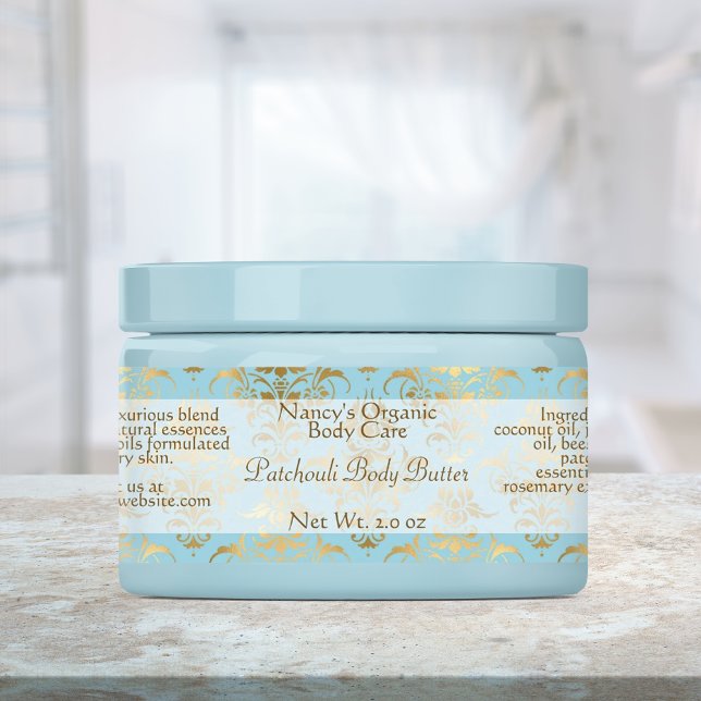 Étiquettes de savon et de cosmétiques bleu et or d (Créateur téléchargé)