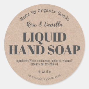 Étiquettes de savon liquide à main biologique de K