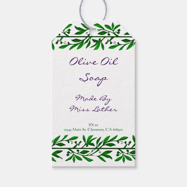 Étiquettes de savon personnalisé Feuille d'olive v (Devant)