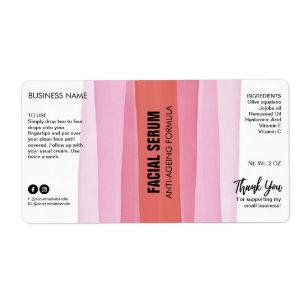 Étiquettes de sérum à goutte rose en encre rayée