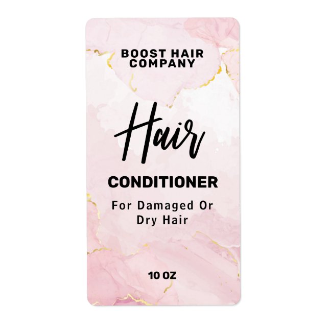 Étiquettes de shampooing rose en encre luxuriante (Devant)