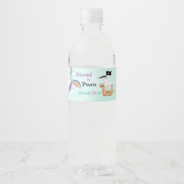 Étiquettes de sirène et de bouteille d'eau pirate (Devant)