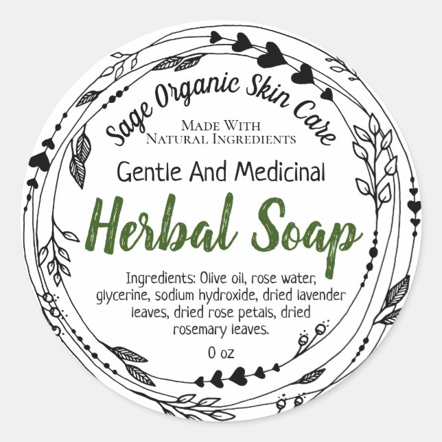 Étiquettes de soap noir et blanc pour herbes (Devant)