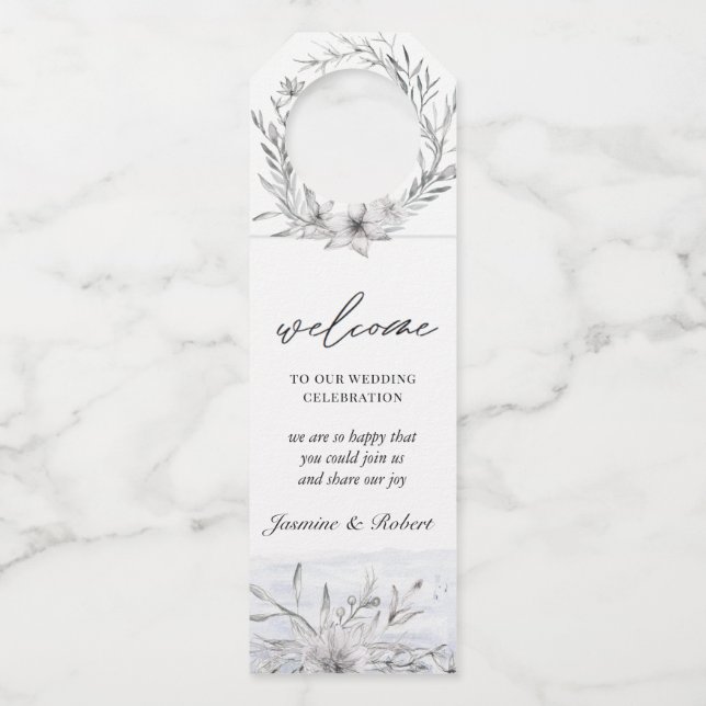 Étiquettes de suspension de bouteille | Floral rêv (Devant)
