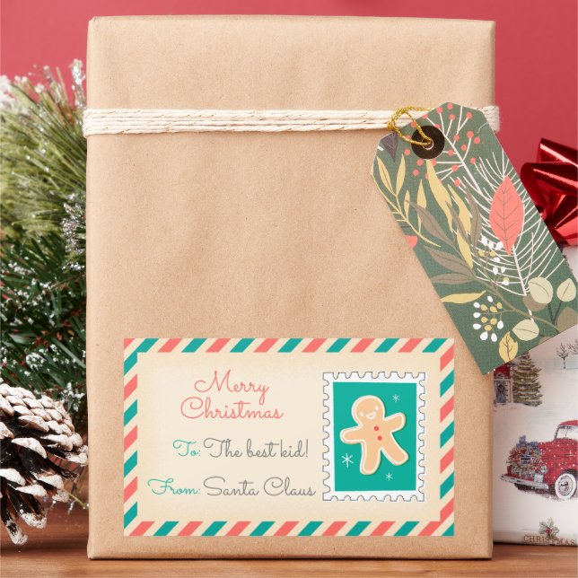 Étiquettes de timbres de Noël rétro - Cookie (vacances)