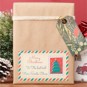 Étiquettes de timbres postés de Noël - Arbre