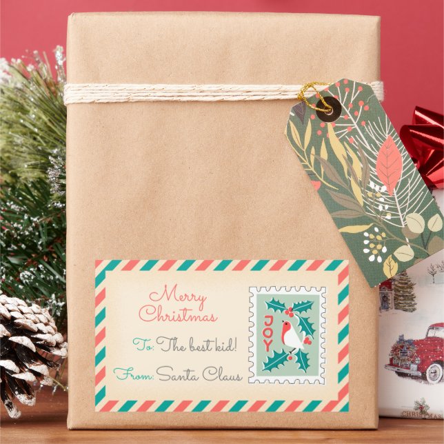 Étiquettes de timbres postés de Noël - Joie (vacances)