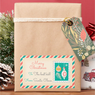 Étiquettes de timbres postés de Noël rétro - Boule