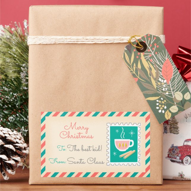 Étiquettes de timbres postés de Noël rétro - Choco (vacances)