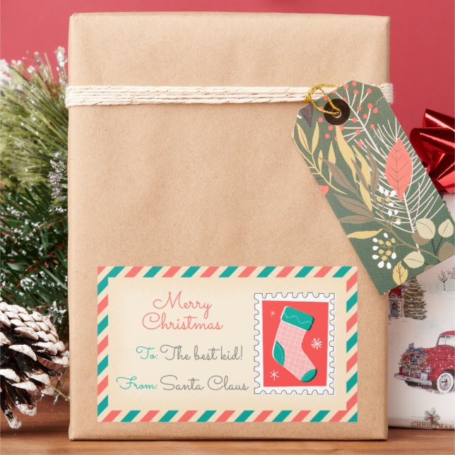 Étiquettes de timbres postés de Noël rétro - Stock (vacances)