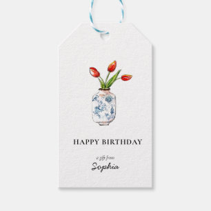 Étiquettes de tulipes en vase pour Joyeux Annivers