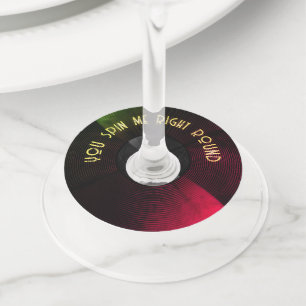 Étiquettes de verre à vin de disque vinyle rétro M