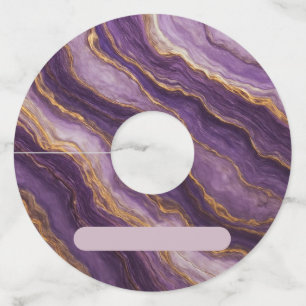 Étiquettes de verre à vin en marbre simulé violet 