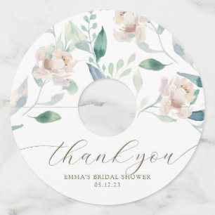 Étiquettes de verre à vin floral aquarelle crème M