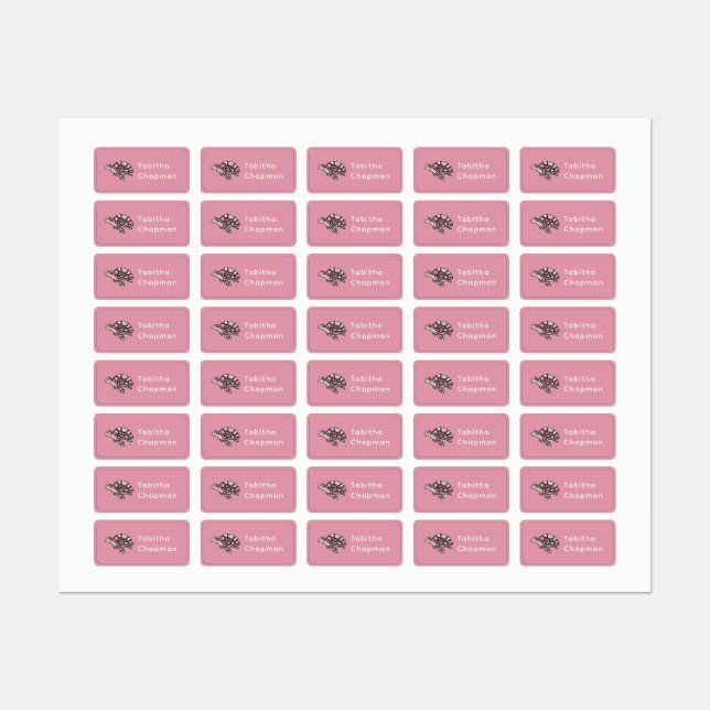 Étiquettes de vêtements de tortue de mer rose (Feuille)