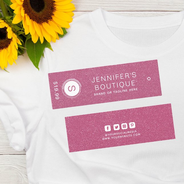 Étiquettes de vêtements Petite entreprise Rose Bla (Créateur téléchargé)