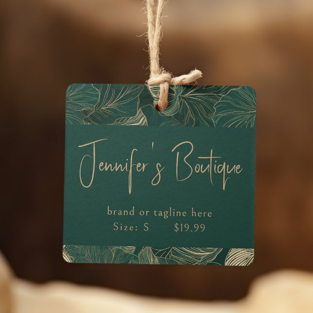 Étiquettes de vêtements Petite entreprise Vert Or  (Créateur téléchargé)