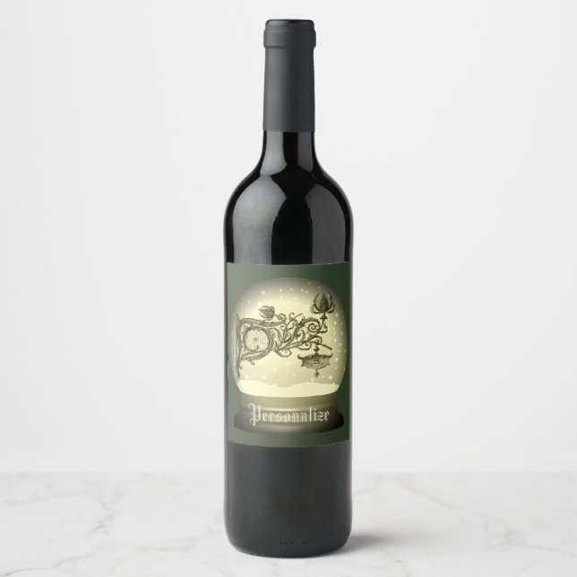 Étiquettes de vin Art nouveau enneigé (Devant)