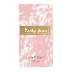 Étiquettes de vin chic rose pêche et or faux