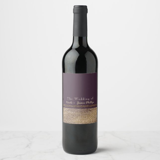 Étiquettes de vin de la partie de glam chic violet (Devant)
