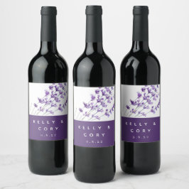 Étiquettes de vin de mariage à l'aquarelle lavande