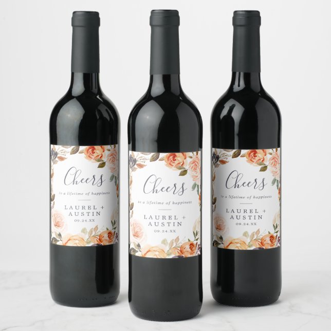 Étiquettes de vin de mariage Rustic Earth Florals  (Bouteilles)