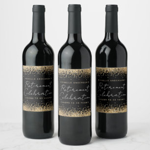 Étiquettes de vin de Parties scintillant noir et o