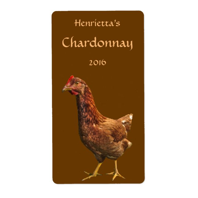 Étiquettes de vin de poulet rouge et Brown (Devant)