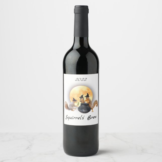Étiquettes de vin des écureuils sorciers (Devant)