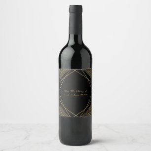Étiquettes de vin élégantes modernes Gold & Black