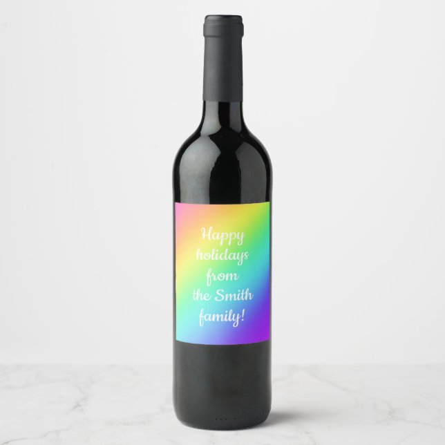 Étiquettes de vin Gradient Arc-en-ciel personnalis (Devant)