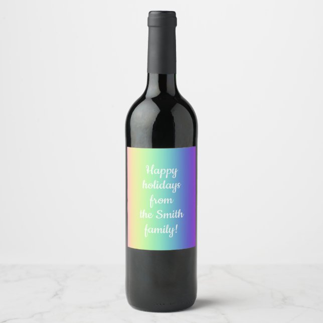 Étiquettes de vin Gradient Arc-en-ciel personnalis (Devant)