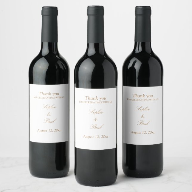 Étiquettes de vin Mariage de caractères beige blan (Bouteilles)