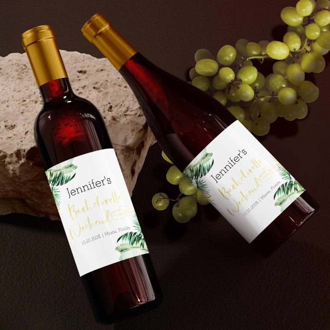 Étiquettes de vin mousseux | Bachelorette tropical (Créateur téléchargé)