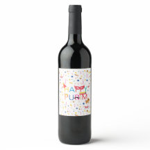 étiquettes de vin purim heureux