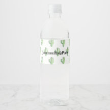 Étiquettes d'eau de cactus Saguaro à l'aquarelle