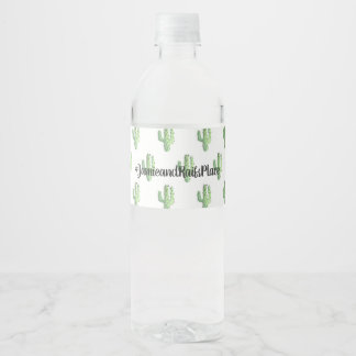 Étiquettes d'eau de cactus Saguaro à l'aquarelle