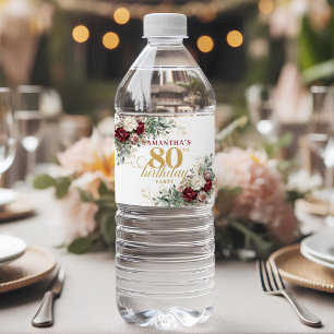 Étiquettes d'eau pour 80e anniversaire Blush Burgu