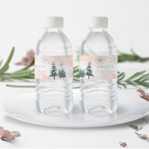 Étiquettes d'eau pour Baby Shower Rose Pâle Hiver