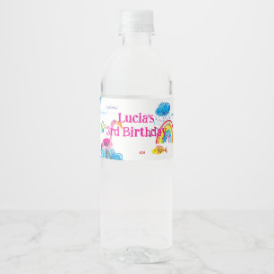 Étiquettes d'eau tirés à la main Flamant rose