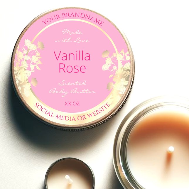 Étiquettes d'emballage de produits floraux rose et (Créateur téléchargé)