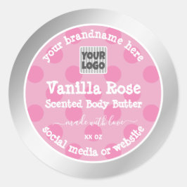 Étiquettes d'emballage de produits rose et argent 