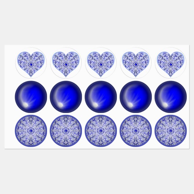 Étiquettes Dentelle en céramique Bleu de Grèce (Feuille)