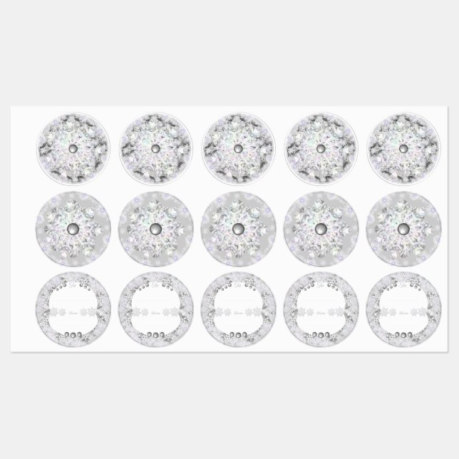 Étiquettes Dentelle en céramique grise et flocons de neige (Feuille)