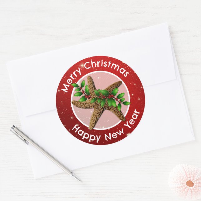 Étiquettes d'enveloppe Joyeux Noël en forme d'étoi (Enveloppe)