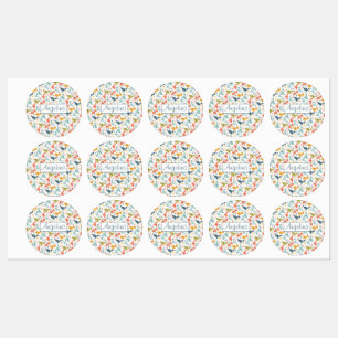 Étiquettes Dessin de dinosaure coloré mignon nom motif blanc