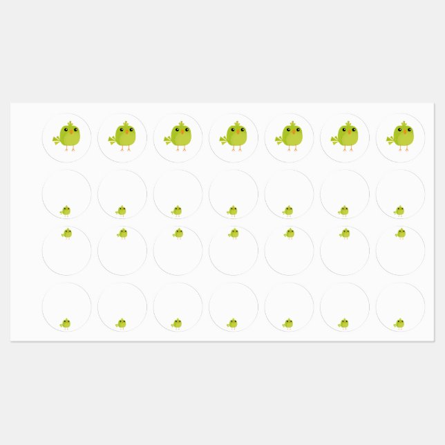 Étiquettes Dessin d'oiseau vert (Feuille)